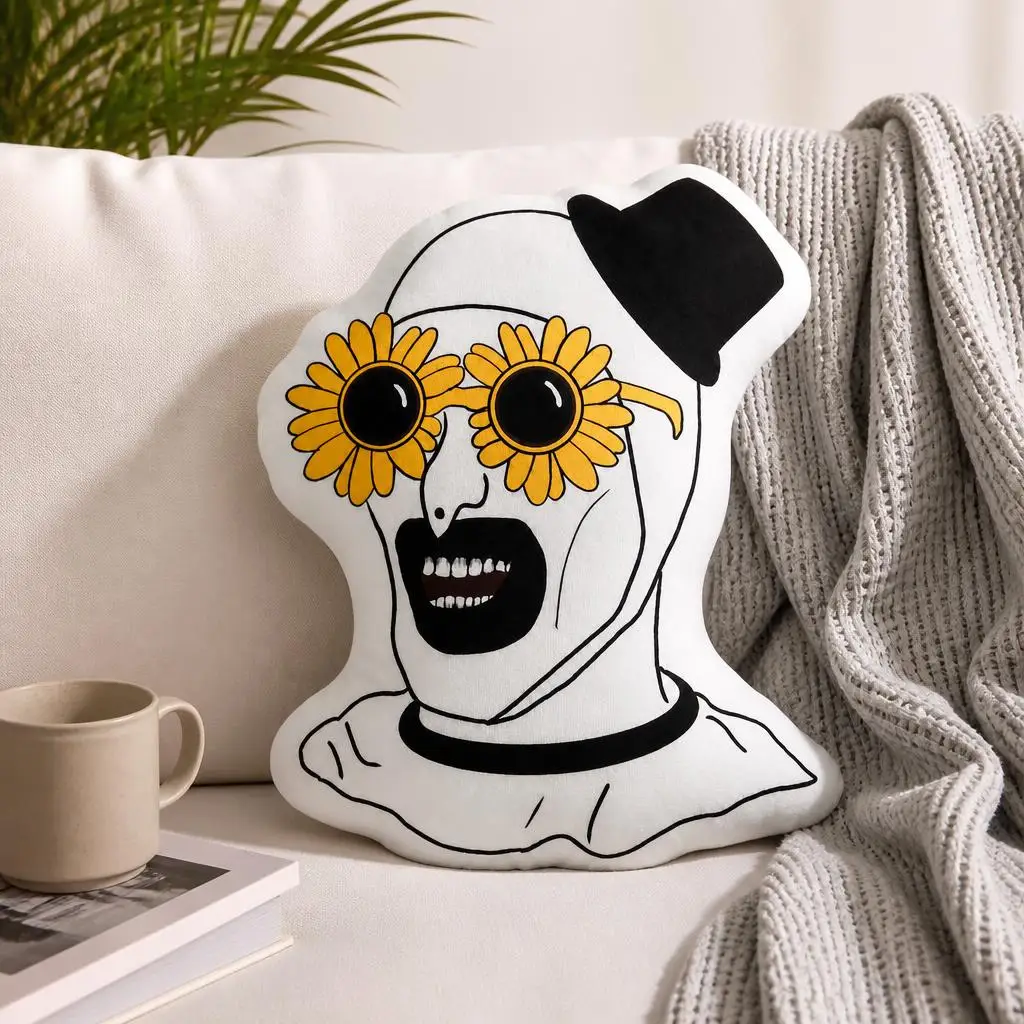 Art the Clown Terrifier Head Plush Pillow Cushion Irregular Stuffed Throw Pillow Home Decor Gift Sofa Bed Couch