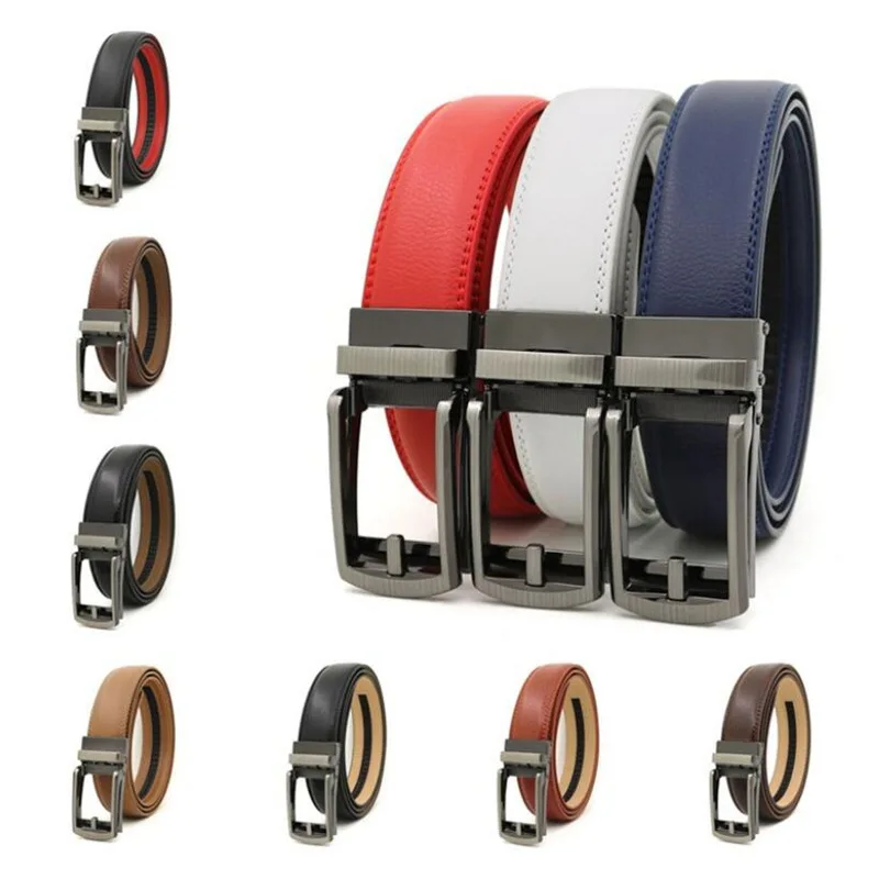 Retro Leather Men Belt Fashion Alloy Automatic Buckle Waistband Business Affairs Casual Decoration Men's Belts Luxury Brand