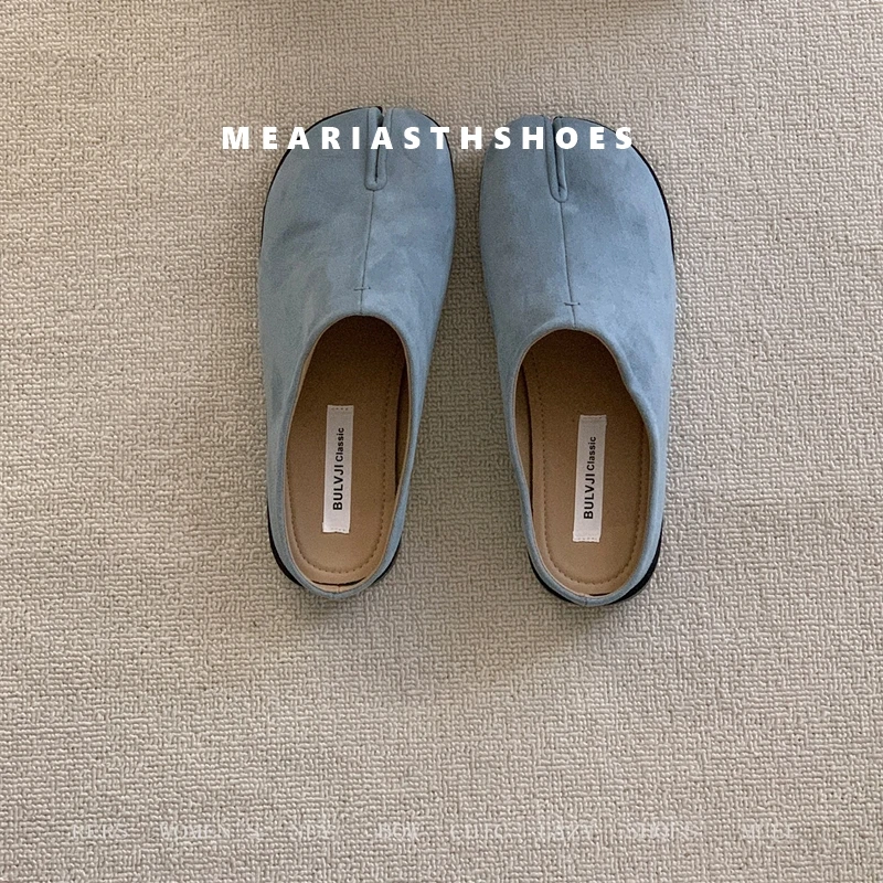

New Fashion Tabi Ninja Flats Leather Split Toe Flat Shoes Woman Cozy Loafers Female Casual Low Heels Ladies Muller tabi Shoes