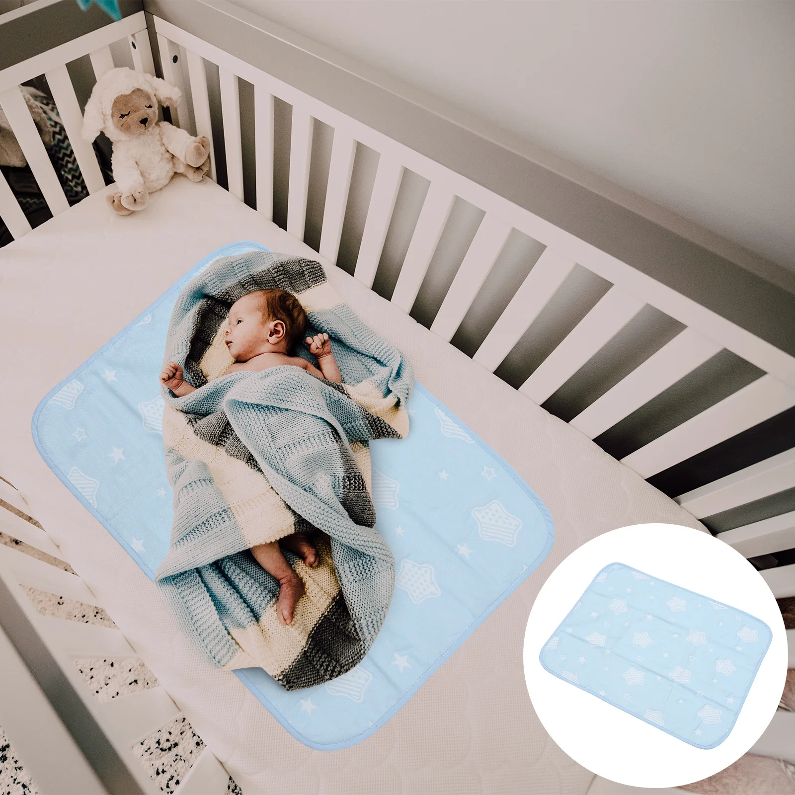 وسادة سرير أطفال قابلة لإعادة الاستخدام وقابلة للغسل من القطن، واقي مقاوم للماء للأطفال الصغار، مرتبة سرير سفلية، حصيرة حماية ترطيب #5