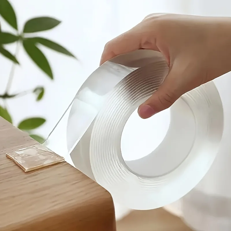 Heavy duty nano double-sided tape reusable scratch free and washable strong adhesive strip suitable for home office and car use