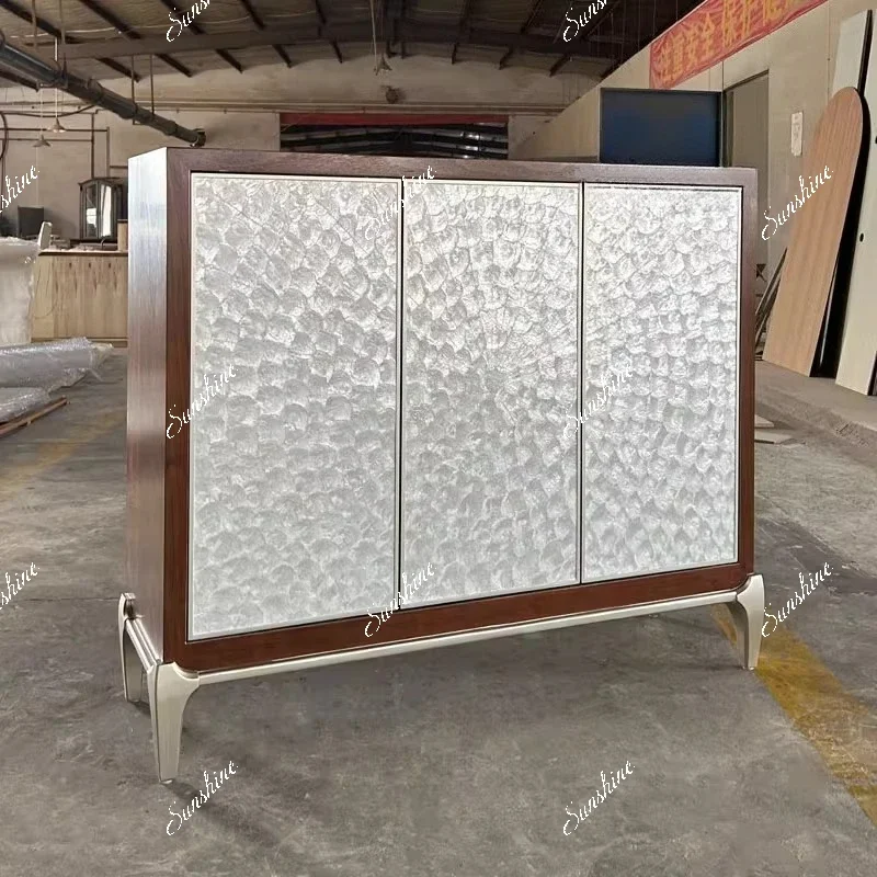 American black walnut shell entryway, living room entrance, three-door storage sideboard