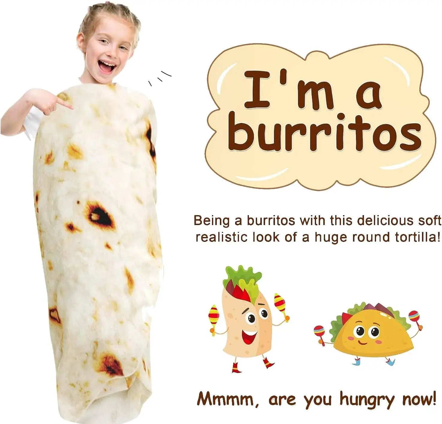 Burrito Tortilla Blanket Baby Stuff Gifts for  Toddler Swaddle Blankets Shower 41in 300GSM Double Sided Throw Taco Boy Girl Nove