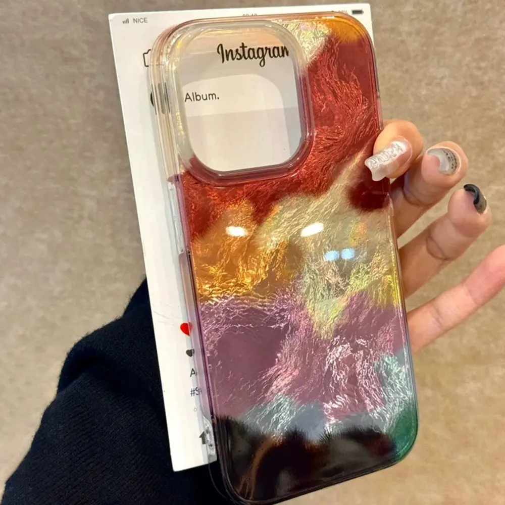 Farbenfrohe Gradient-Glitzer-Kunst-Handyhülle für iPhone 16 Pro Max 15 17 14 13 Plus 7 8 X XS 16e SE 2022 2020 Stoßfeste Schutzhülle