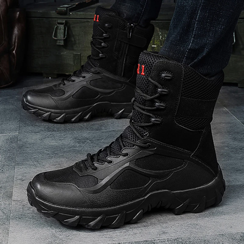 XIANGGUAN 2025 men Sports Tactical Boots Outdoor High top Hiking Shoes men Military boots Wear-Resistant Camping Sneakers women