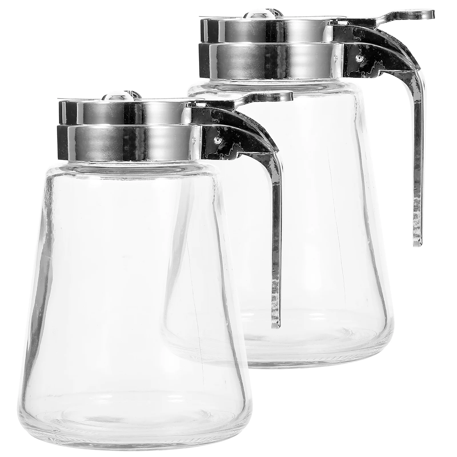 

2 Pcs Beverages Glass Oiler Sugar Dispenser Condiment Stainless Steel Syrup Bottle