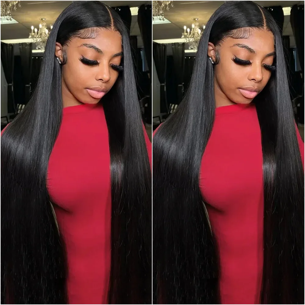 

200 Density 13x4 13x6 Bone Straight HD Transparent Lace Front 100% Human Hair Wig 30 34 38 Inches Pre Plucked Lace Frontal Wigs