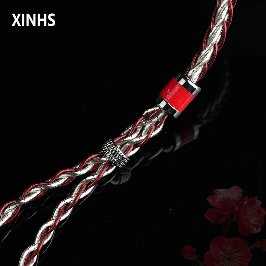 XINHS M02 8-adriges Crimson Bloom in Snow-7N OCC Silber-Palladium Hochwertiges Übertragungskabel für Kopfhörer HIFI Upgrade-Kabel – Detail 6