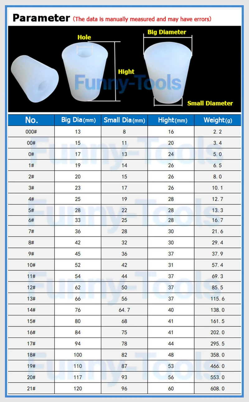 1-10pc Hole 6/6.8/8/10mm Food Grade Silicone Bottle Stopper Single/Double Hole Rubber Plug Dia 13-86mm For Bottle Tube Container