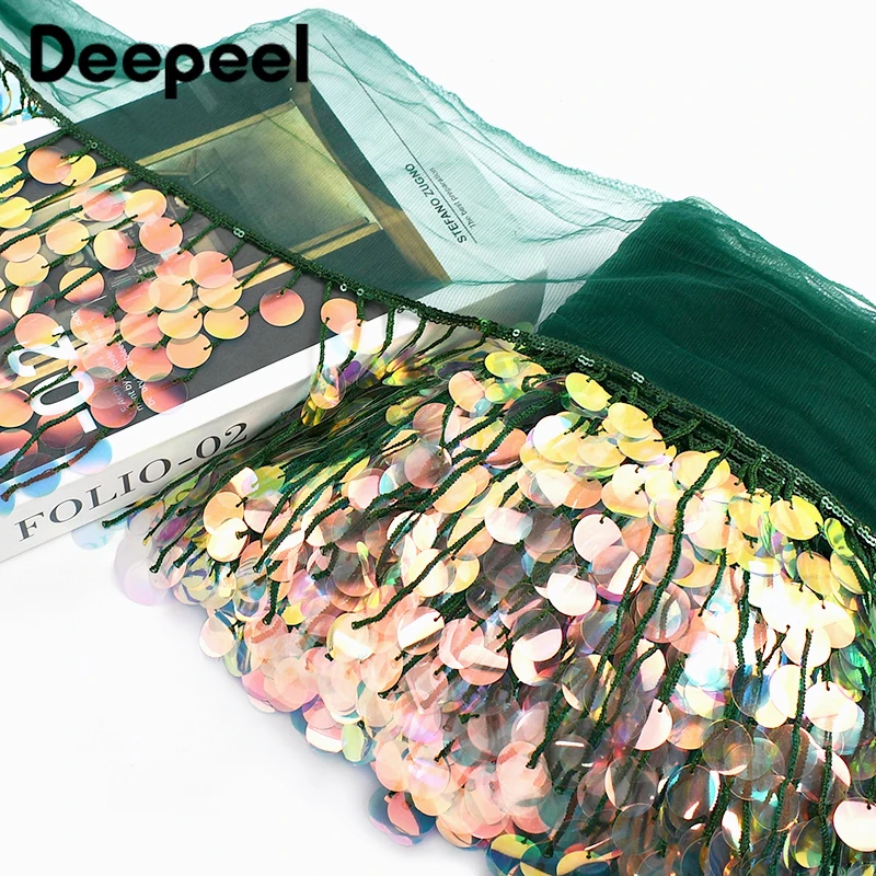 

5/9/18Yard 17cm Beaded Sequins Tassels Fringe Lace Trim Clothes Latin Dresses Decorative Laces Crafts Fringes Sewing Accessories