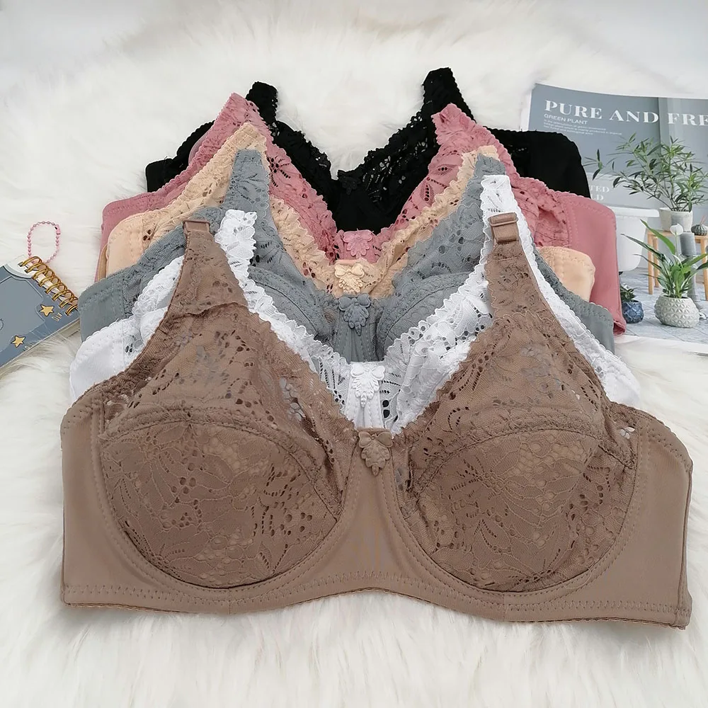 6 Colors Underwire Bralette C D Cup thin cotton Padded Bras for Women Floral Bra 75C 80C 85C 90C 95C 100C 105C 105D 100D bh C18