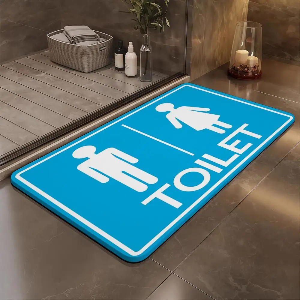 

WC Toilet Signs Floor Mat Bathroom Soft Diatomaceous Mud Floor Mat, Bathroom Absorbent Foot Mat, Toilet Sink, Bedroom Mat, Carp