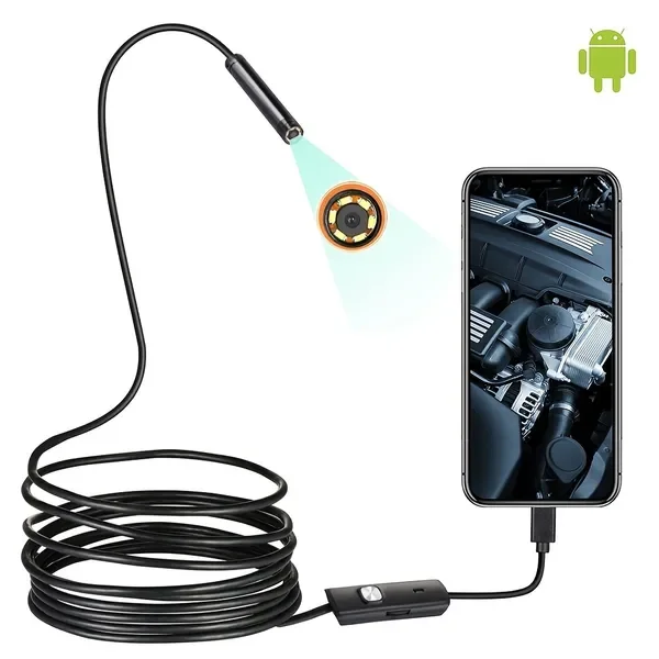 

Водонепроницаемая эндокамера IP67 с регулируемым мягким/жестким проводом, 6 светодиодами, 7 мм, автомобильная эндокамера для Android, USB, телефона, ПК