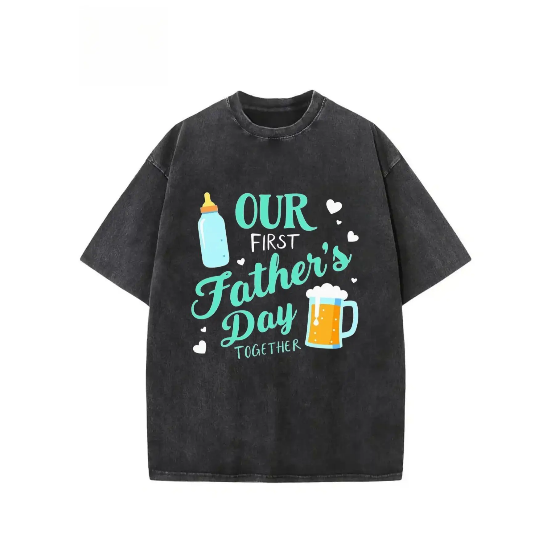 

Funny T-Shirt First Father's Day Gift Unisex Washed "Our First Father's Day Together" Dad Cotton Top