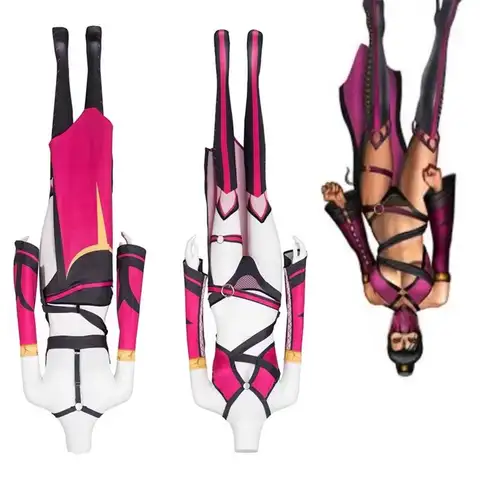 Game  Mileena Cosplay Costume Sexy   Battle Suit Full Set for  Women Halloween  Party Outfits