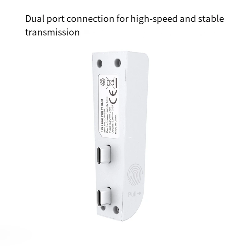 For PS5 Slim 6-In-1 USB 2.0 HUB Data Transfer Extender USB Multi-Function Portable Splitter Easy To Use