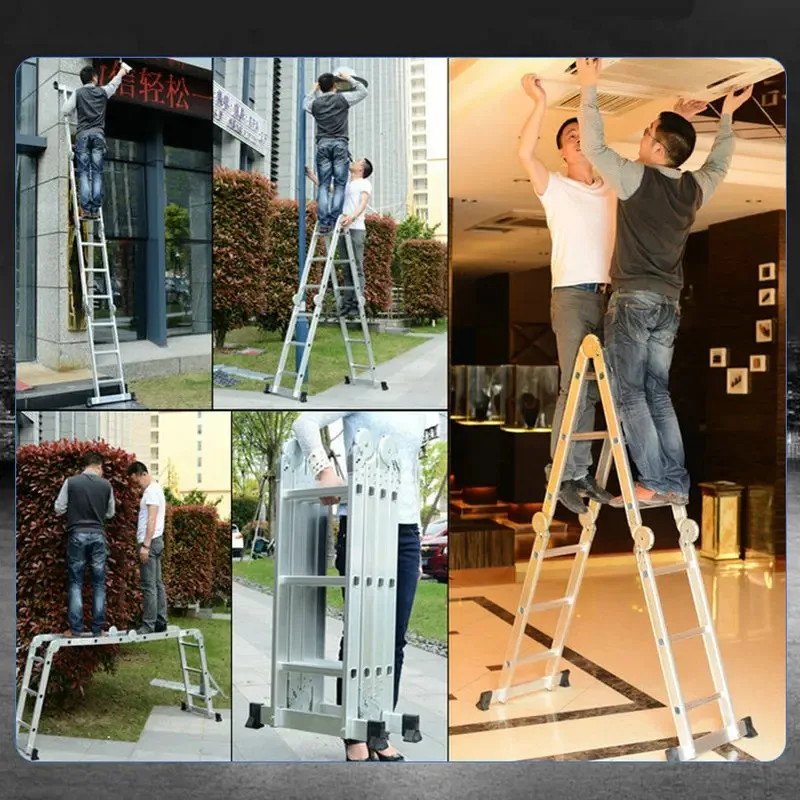 4x3 4x4 4x5 Stufen Aluminium Multifunktions Kleines Scharnier Klappleiter Faltbarer leichter Gerüst