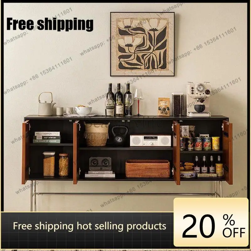 LD Nordic antique solid wood dining side locker retro storage living room porch cabinet