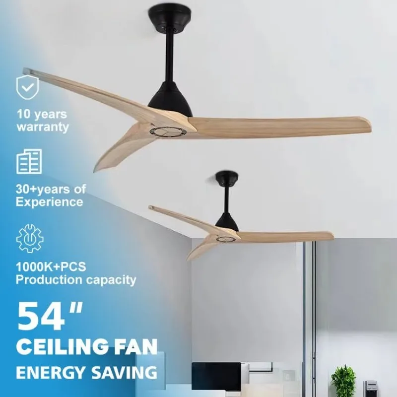 Baoshan New Product Modern Design Decoration 3 Wood Leaves Interior Home Living Room Ceiling Fan