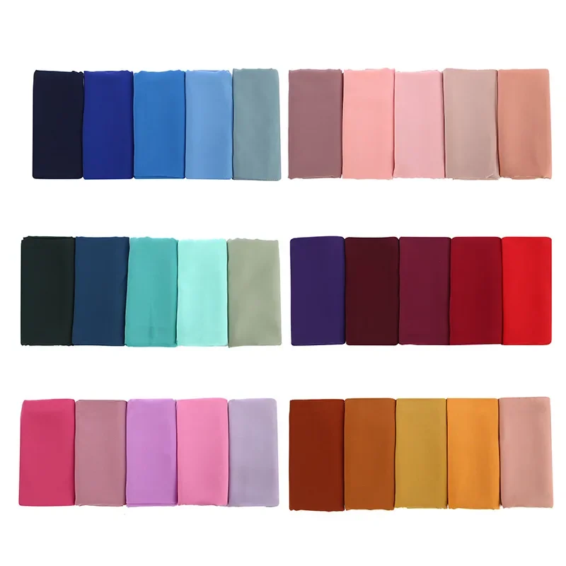 Moslim Vrouwen Hijab Chiffon Hijab Sjaal Voor Moslim Vrouwen Mode Islam Hoofddoeken Bubble Chiffon Zware Effen Kleur Sjaals