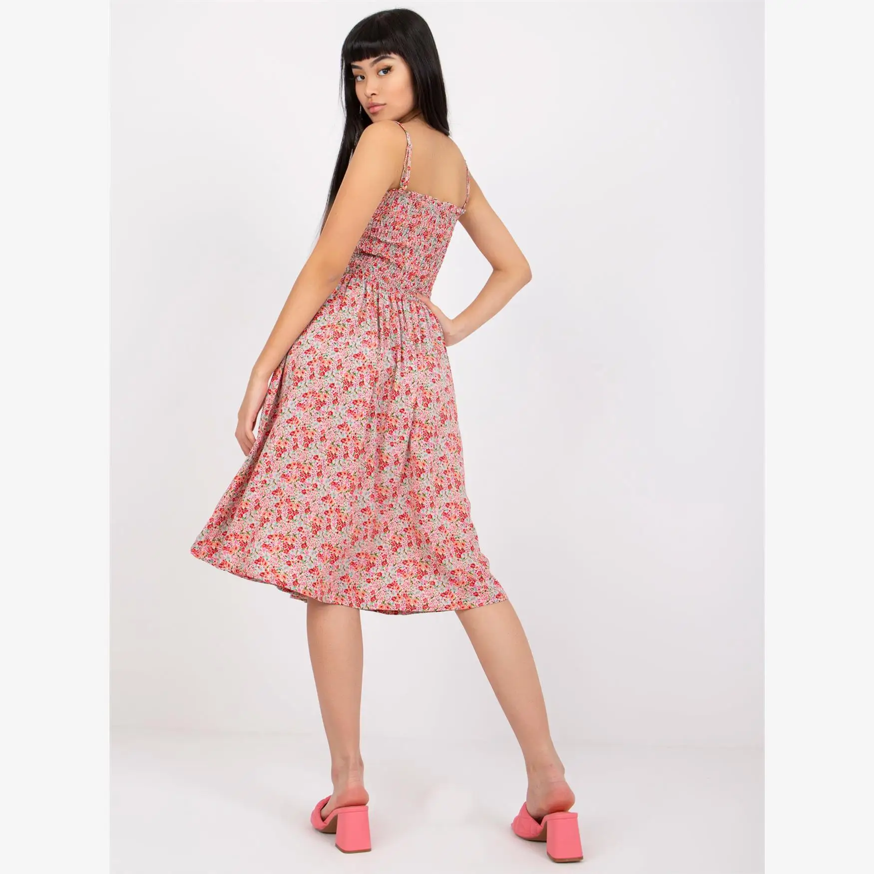 n Gonna a trapezio a vita alta con stampa floreale senza spalle Dr Sweet Sle Bal One-oulder Summer Dr