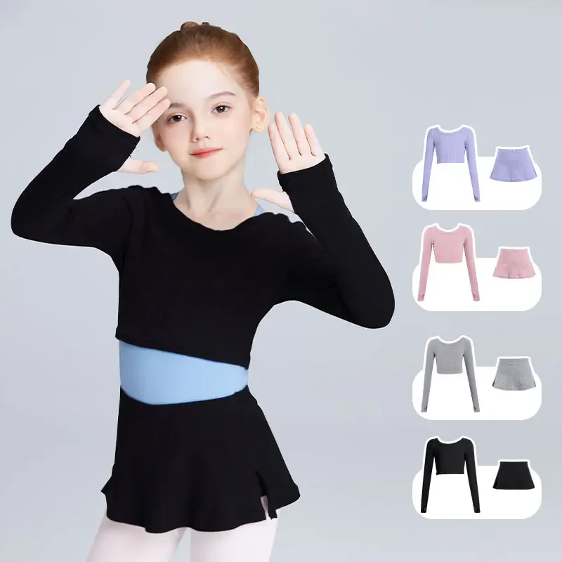 

2025Conjuntos de ballet para niñas, conjuntos de trajes de ballet para niñas, conjuntos de tops y culottes de ballet, chaqueta