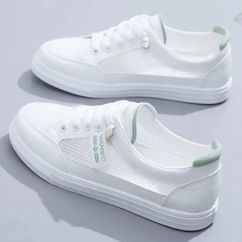 

Мокасины женские из ПУ кожи, Вулканизированная подошва, спортивные туфли на плоской подошве, белые кроссовки, лето 6505