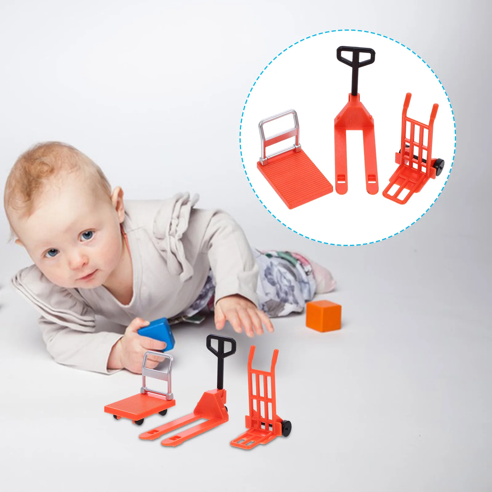 

1 Set of Mini Forklift Toy Mini Hand Trolley Platform Cart Toy Mini Construction Moving Tools Miniature Hand Trolley Forklift