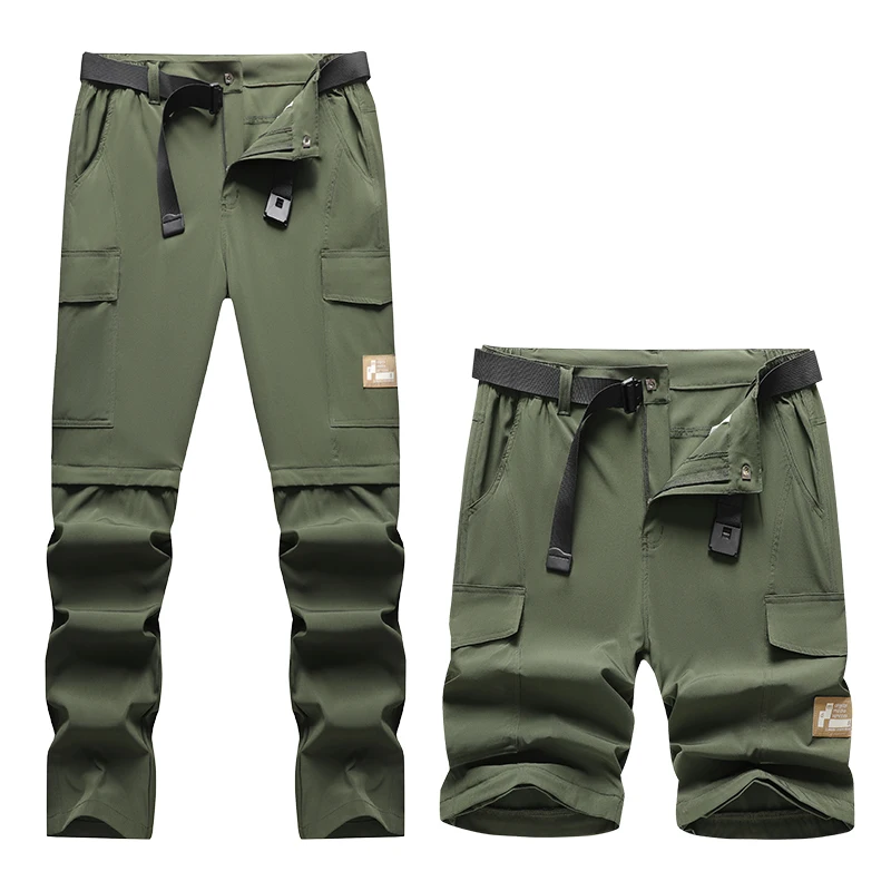 Summer 2 In 1 Men's Ice Silk Cooling Pants Lightweight Nylon Spandex Stretch Quick Dry Trousers Loose Fit Straight Casual Pants