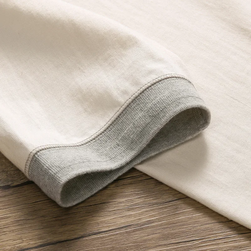 Three Needle American Retro Heavy T-shirt Men's Amikaji Pure Cotton Tube Weaving T-shirt Henry Collar Unisex Short Sleeved Shirt