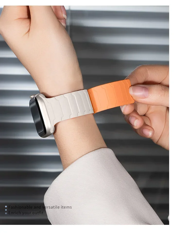 Silikonarmband für Apple Watch Ultra 4 3 2 49mm 12 11 10 46mm 42mm 9 8 7 45/41mm Magnetisches Armband iWatch 6 5 4 SE 44/40mm – Detail 6