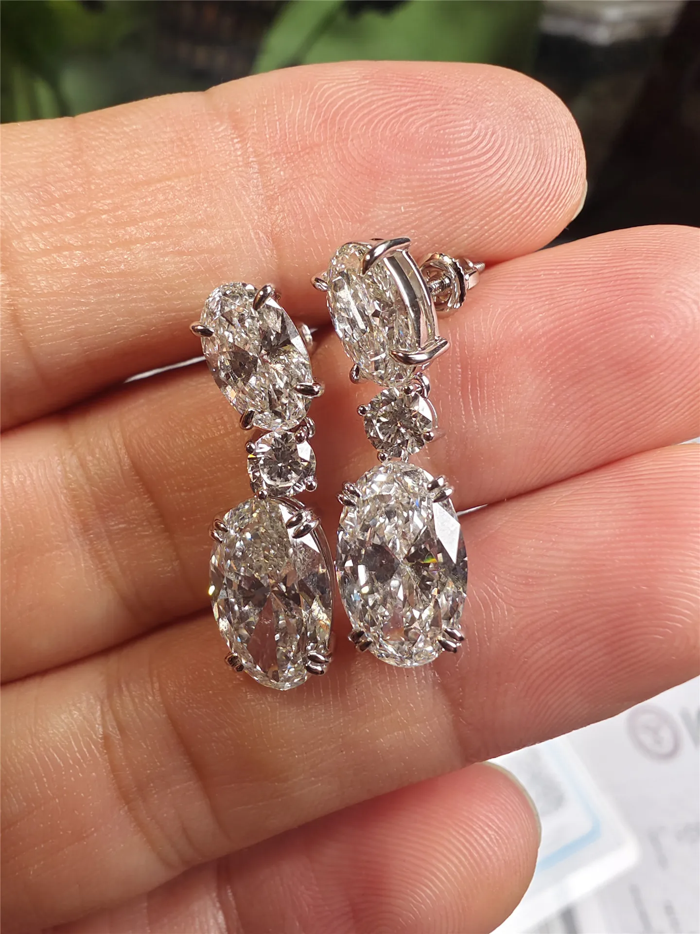 18K solid real gold lab-grown diamond IGI oval 3CT each two-stone diamond stud earrings custom jewelry wholesale