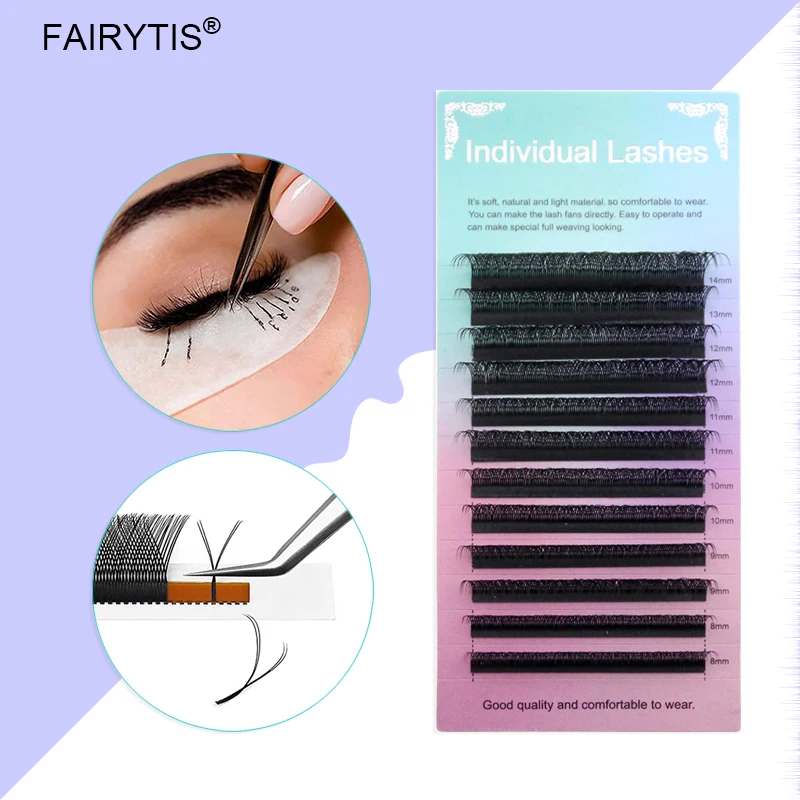 FAIRYTIS 12 Rows Y Style Eyelash Extensions Natural Soft Matte Black For Salon Individual Volume Fan Lash Supplies