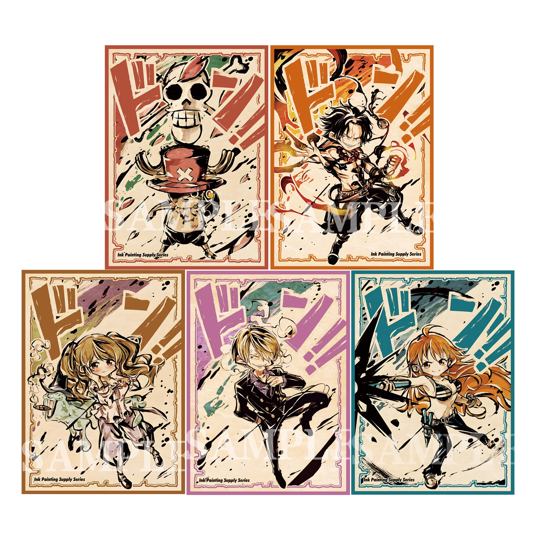 One Piece Cartão Capa Protetora, Card Cover, Card Sleeves, Ptcg, Ace, Sanji, Cor, Flash Card, Gift Toys, 64x92mm, 1 Pc Set