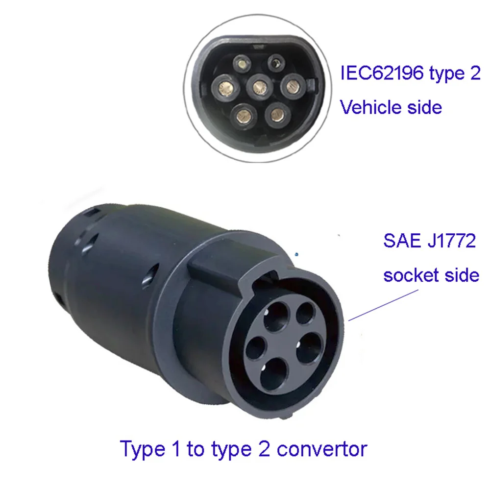 

SAE J1772 to IEC 62196 EV Charging TYPE 1 to TYPE 2 Plug Adapter 16A 32A Convertor Connector EVSE for Electric Car Accessories