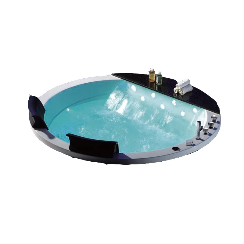 Acrylic round built-in double surf massage thermostatic bathtub large bath