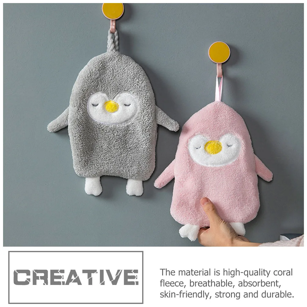 

Ultra Thick Hanging Hand Towel 2 Pack Coral Fleece Bath Towel For Kids Drying Washcloth Hanging Loop Absorbent