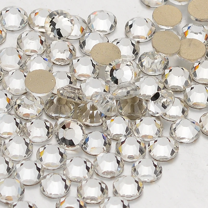 High Quality Glass Flat Back Rhinestones Glitter Crystal AB Stones Glue On Strass Rhinestone for Nail Art Clothes Decoration