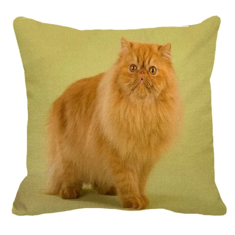 Persian Cat Linen Pillow Case Sofa Square Decorative Pillow Cover Animal Pattern Cushion Cover 45X45cm