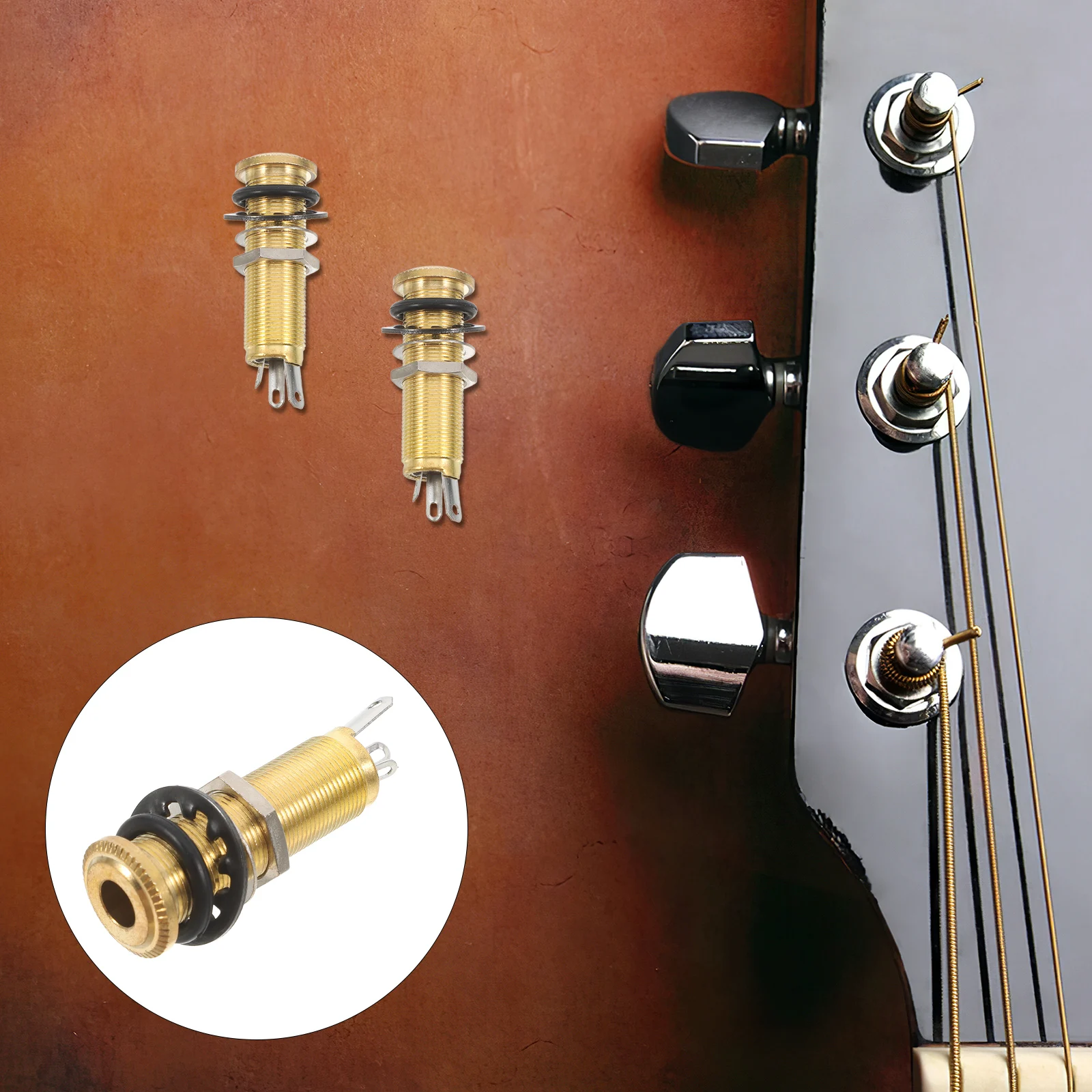

Threaded Output 1/4 Inch 6.35Mm Stereo Mount Bass Replacement Golden Plated Plug Jack Guitar Cylinder Cylinder Output