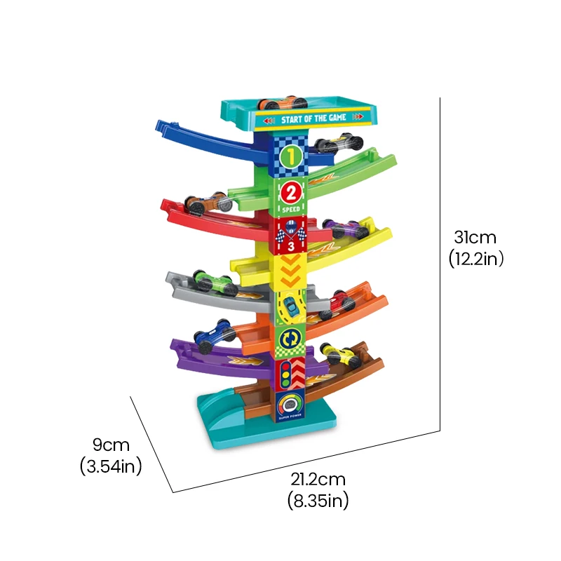 Set da gioco per auto in orbita a 8 piste con 8 auto Stack Assembly Pista da corsa Tenda Rail Rrack Veicolo Giocattoli per ragazzi Regali di compleanno per bambini