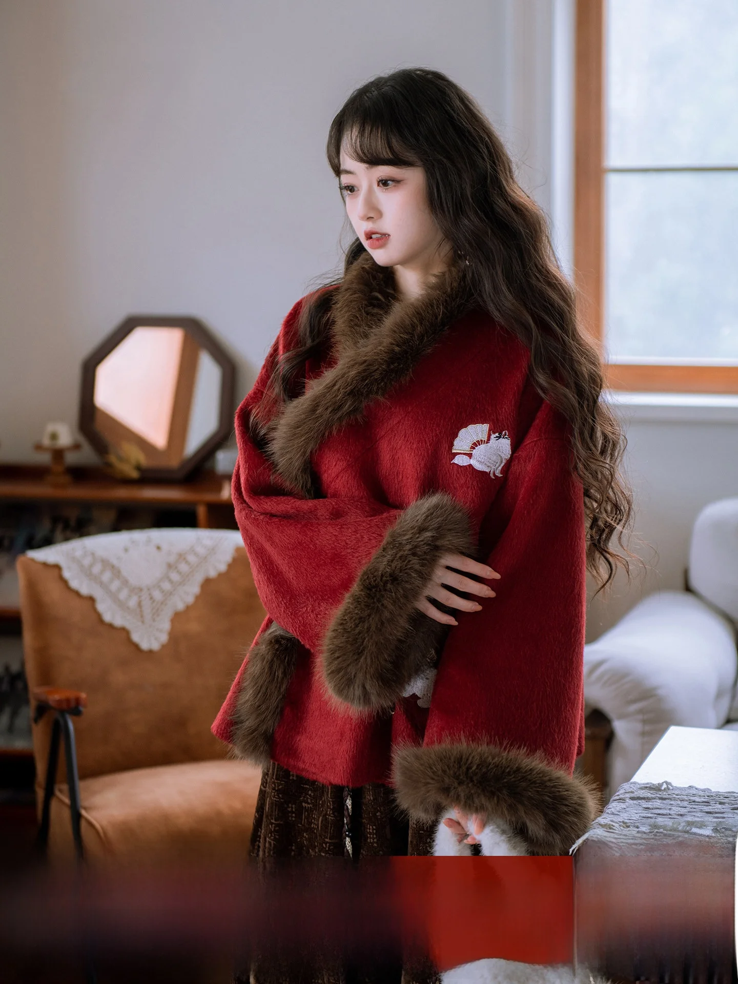 

South Wind Valley Embroidered Fce Lined Woolen Coat with Knife Pants for Women Warmth And Sle Ideal for Daily Wear ...