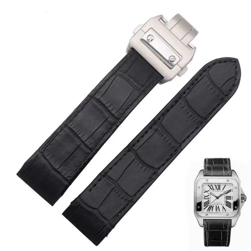 20mm 23mm Men's women's watchband For Cartier Santoz Santos100 Glue Head Pieces genuine leather Strap butterfly buckle bracelet