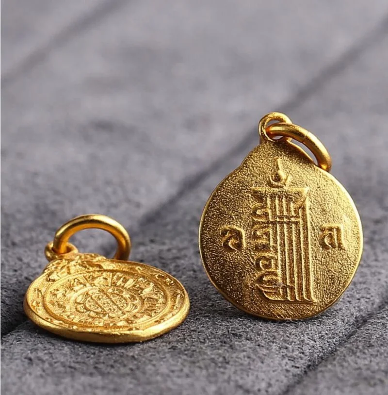100% 925 Silver Buddhist Klachakra Symbol Amulet Tibetan Nine Direction Eight Symbols Charm