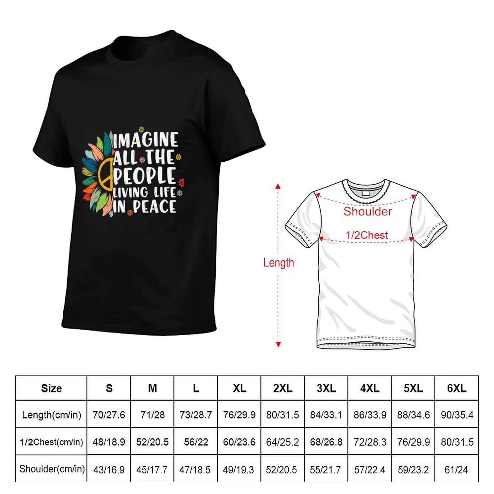 Imagine All the People Living Life in Peace T-Shirt t shirts with prints cotton t shirt pack