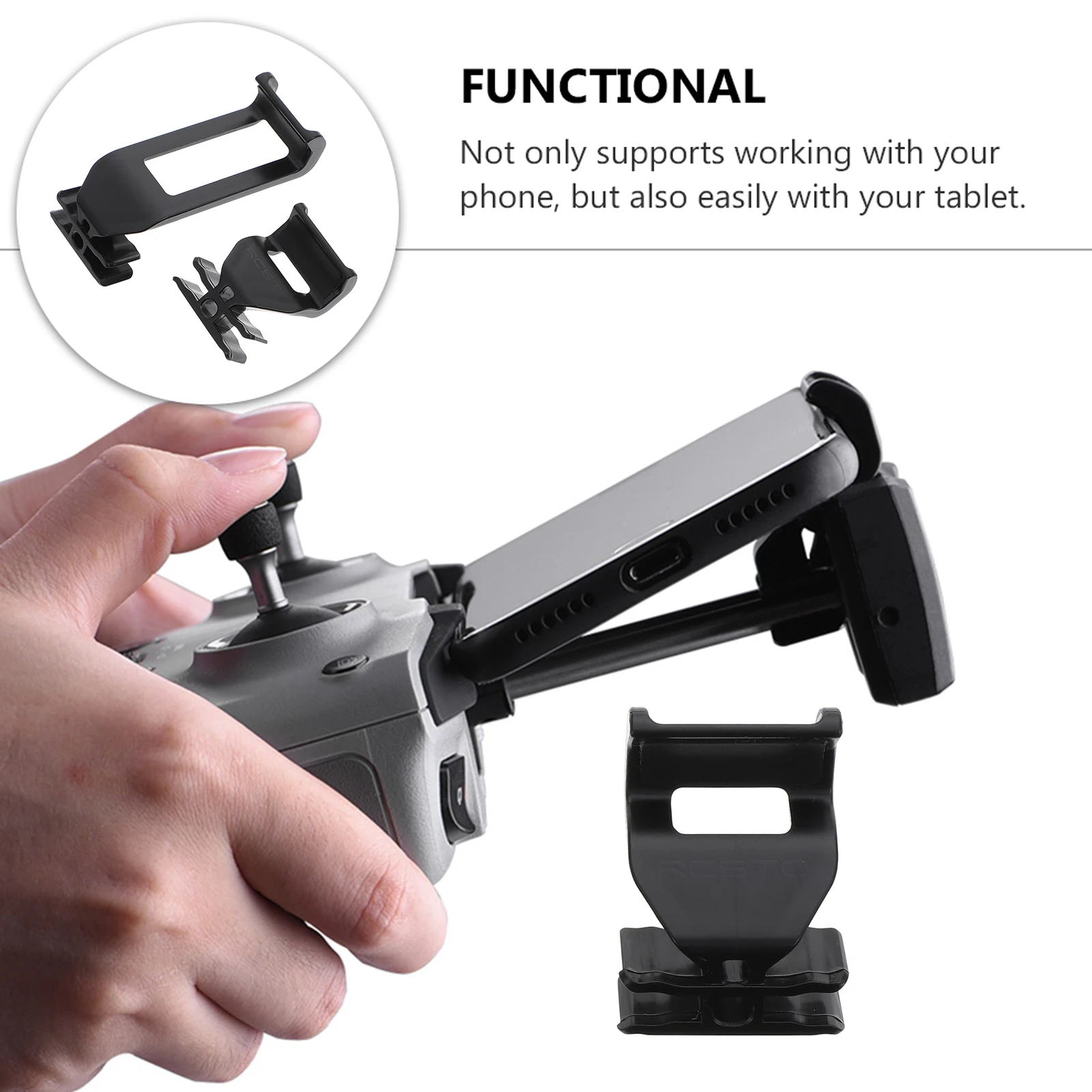 

1 set Phone Tablet Holder For Drone Remote Controller Mount Stand Extender Lightweight Bracket Compatible With Cellphone