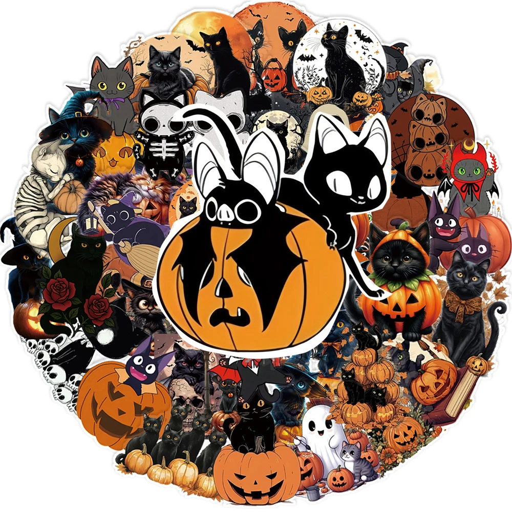 10/30/50 Stück Vintage Halloween Kürbis Schwarze Katze Aufkleber Gothic Graffiti Decal DIY Scrapbook Laptop Computer Transparenter Aufkleber