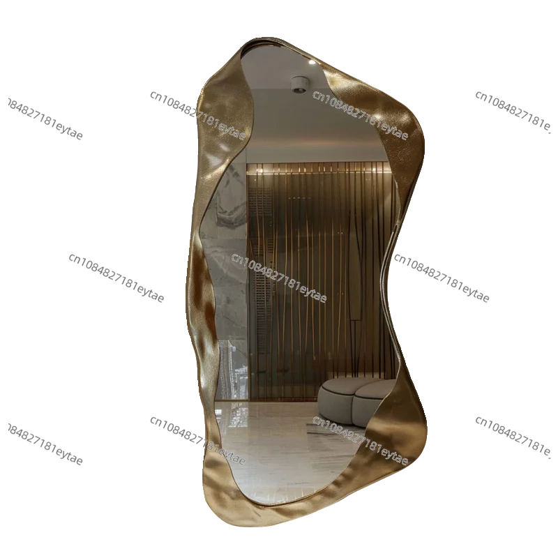 Light Luxury Modern Art Full-Length Mirror, Wall-Mounted or Floor-Standing Creative Shaped Mirror for Home Decor