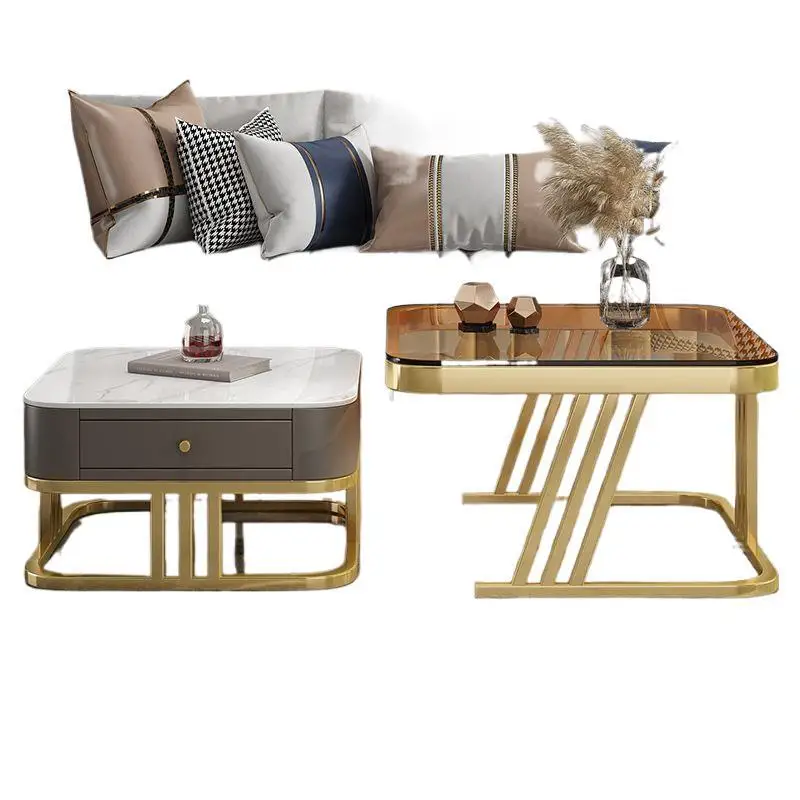 

Italian light luxury coffee table bright rock slab living room household small apartment size square combination modern