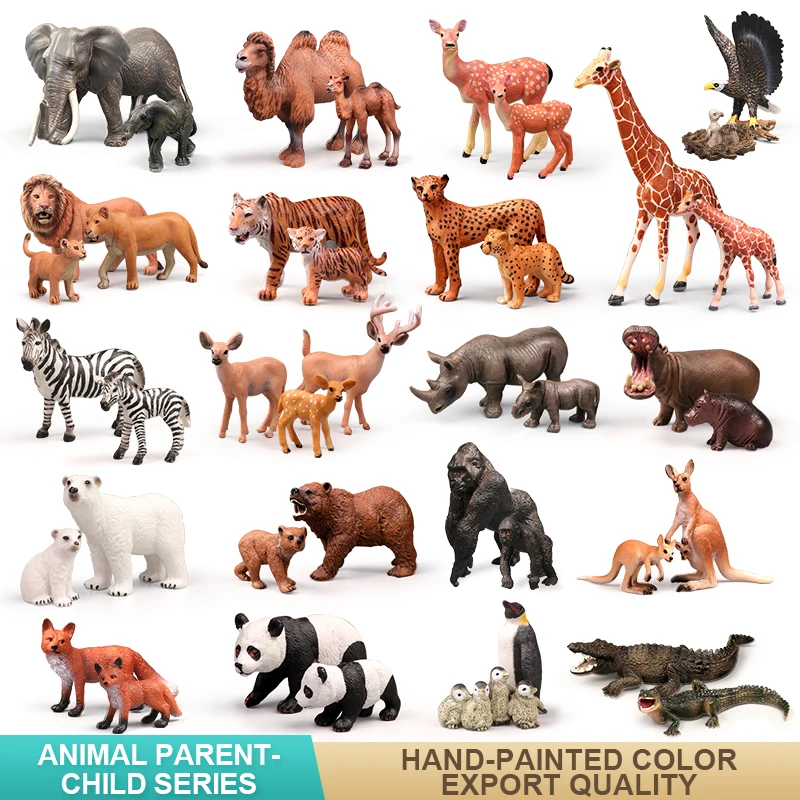 Solid Simulation Wild Animals Model Tiger Lions Elephants Zebra Animal Action Figures African Animals Family Model Set Toys